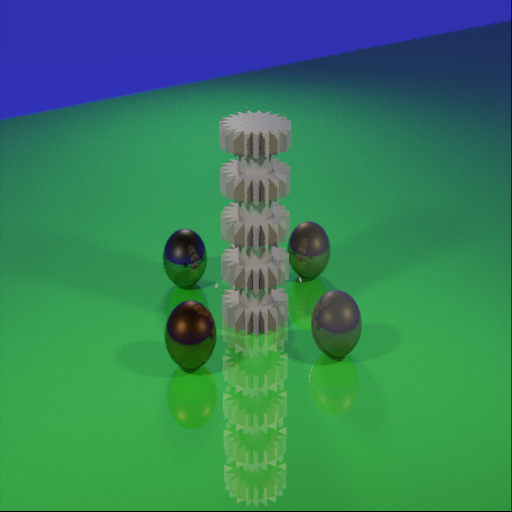 Ray traced procedurally generated gears and spheres